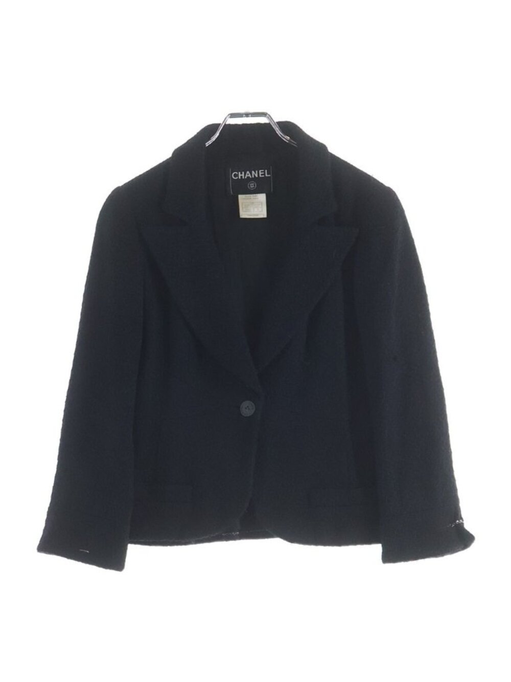 Chanel Tailored Jacket Black Nylon Wool 36